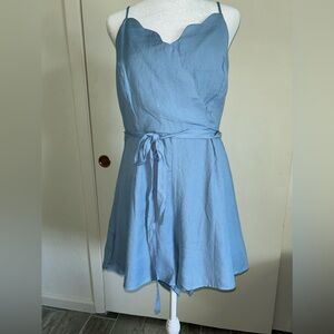 Francesca's Collections Light Blue Scallop Jumpsuit by Mi Ami